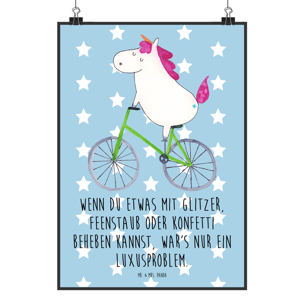 Poster Einhorn Radfahrer Poster, Wandposter, Bild, Wanddeko, Küchenposter, Kinderposter, Wanddeko Bild, Raumdekoration, Wanddekoration, Handgemaltes Poster, Mr. & Mrs. Panda Poster, Designposter, Kunstdruck, Posterdruck, Einhorn, Einhörner, Einhorn Deko, Pegasus, Unicorn, Radfahren, Radfahrer, Rad, Bike, Feenstaub, Konfetti, Luxusproblem, Kummer, Liebeskummer