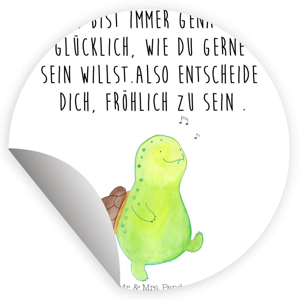 Rund Aufkleber Schildkröte pfeift Sticker, Aufkleber, Etikett, Schildkröte, Schildi, Schildkröten, fröhlich, Glück, Motivation, Lebensfreude, Depression, Trennung, Neuanfang