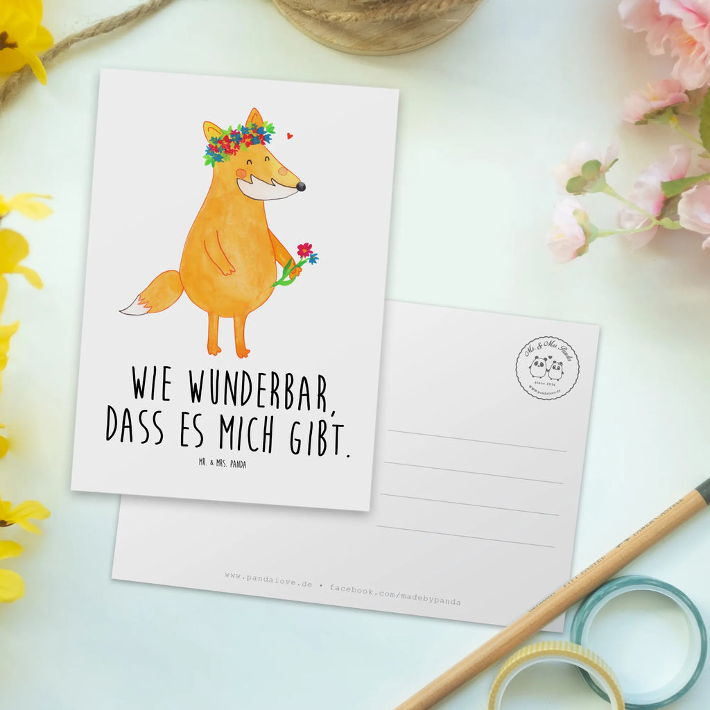 Postkarte Fuchs Blumen Postkarte, Karte, Geschenkkarte, Grußkarte, Einladung, Ansichtskarte, Geburtstagskarte, Einladungskarte, Dankeskarte, Ansichtskarten, Einladung Geburtstag, Einladungskarten Geburtstag, Fuchs, Füchse, Fox, Liebe, Freundin, Fuchsmädchen, Blumenmädchen, Freundinnen, Liebesbeweis, Blume, Blumen, Motivation, Freude, ich, mich, Selbstliebe