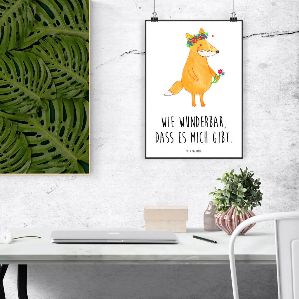 Poster Fuchs Blumen Poster, Wandposter, Bild, Wanddeko, Küchenposter, Kinderposter, Wanddeko Bild, Raumdekoration, Wanddekoration, Handgemaltes Poster, Mr. & Mrs. Panda Poster, Designposter, Kunstdruck, Posterdruck, Fuchs, Füchse, Fox, Liebe, Freundin, Fuchsmädchen, Blumenmädchen, Freundinnen, Liebesbeweis, Blume, Blumen, Motivation, Freude, ich, mich, Selbstliebe