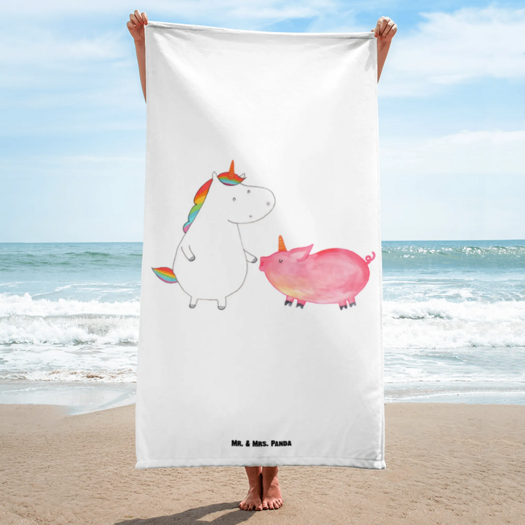 XL Badehandtuch Einhorn Schwein Handtuch, Badetuch, Duschtuch, Strandtuch, Saunatuch, Einhorn, Einhörner, Einhorn Deko, Pegasus, Unicorn, Freundschaft, Schweinhorn, Schwein, Freundin, Schweinchen