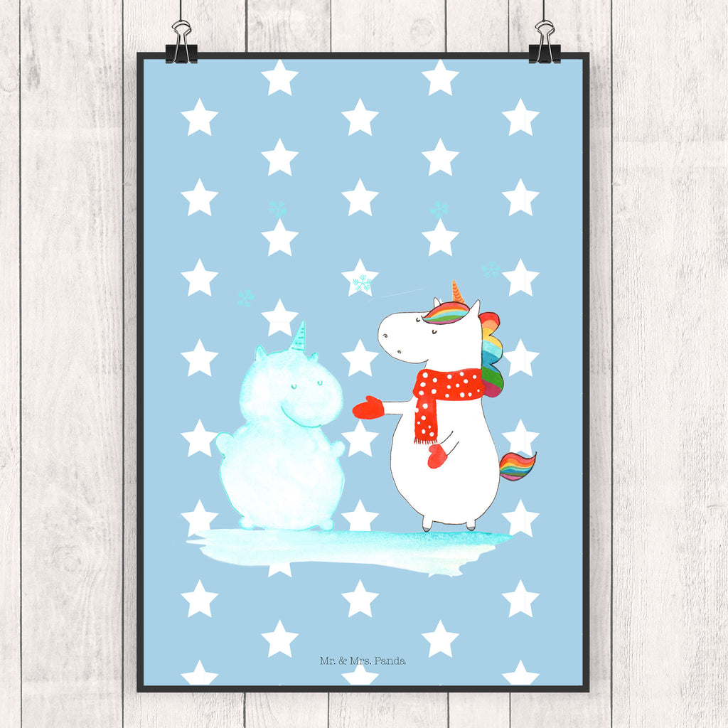 Poster Einhorn Schneemann Poster, Wandposter, Bild, Wanddeko, Küchenposter, Kinderposter, Wanddeko Bild, Raumdekoration, Wanddekoration, Handgemaltes Poster, Mr. & Mrs. Panda Poster, Designposter, Kunstdruck, Posterdruck, Einhorn, Einhörner, Einhorn Deko, Pegasus, Unicorn, Schneemann, Winter, Schnee, Kuchen, Weihnachten, kalt, Mütze, Handschuhe, X-Mas