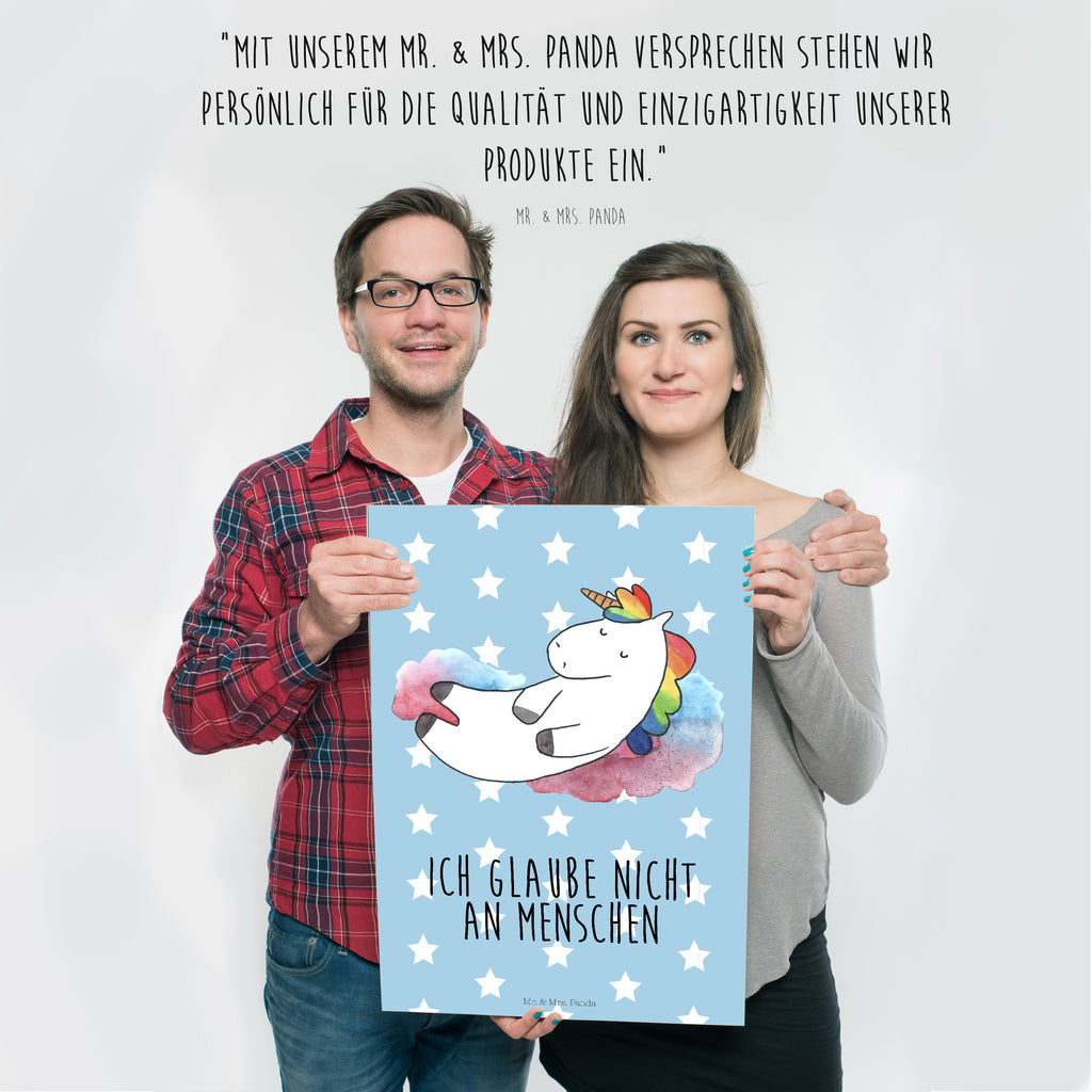 Poster Einhorn Wolke 7 Poster, Wandposter, Bild, Wanddeko, Küchenposter, Kinderposter, Wanddeko Bild, Raumdekoration, Wanddekoration, Handgemaltes Poster, Mr. & Mrs. Panda Poster, Designposter, Kunstdruck, Posterdruck, Einhorn, Einhörner, Einhorn Deko, Pegasus, Unicorn, verliebt, Menschen, witzig, lustig, Geschenk, Glaube, Realität, Lächeln