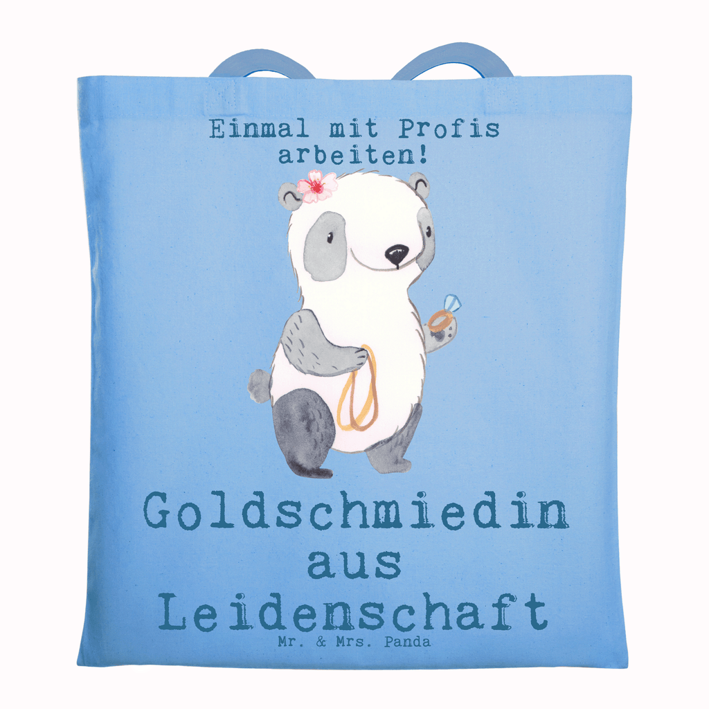 Tragetasche Goldschmiedin aus Leidenschaft Beuteltasche, Beutel, Einkaufstasche, Jutebeutel, Stoffbeutel, Tasche, Shopper, Umhängetasche, Strandtasche, Schultertasche, Stofftasche, Tragetasche, Badetasche, Jutetasche, Einkaufstüte, Laptoptasche, Beruf, Ausbildung, Jubiläum, Abschied, Rente, Kollege, Kollegin, Geschenk, Schenken, Arbeitskollege, Mitarbeiter, Firma, Danke, Dankeschön, Juwelierin, Goldschmiedin, Schmiedin, Schmuckwarenhändlerin, Schmuckgeschäft, Eröffnung