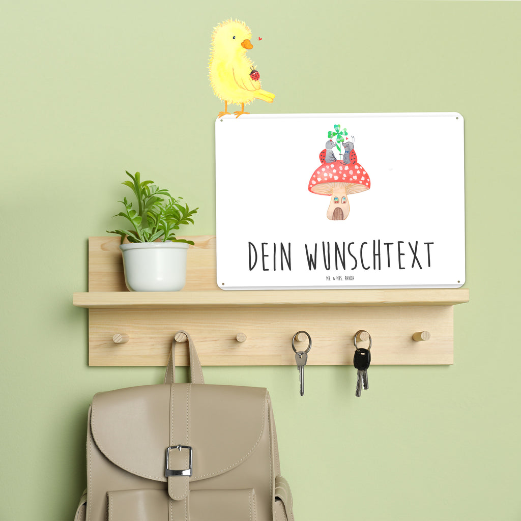 Personalisiertes Blechschild Marienkäfer Fliegenpilz Blechschild, Metallschild, Geschenk Schild, Schild, Magnet-Metall-Schild, Deko Schild, Wandschild, Wand-Dekoration, Türschild, Tiermotive, Gute Laune, lustige Sprüche, Tiere, Haus, Wohnung, zuhause, Fliegenpilz, Marienkäfer, Fleigenpilzhaus