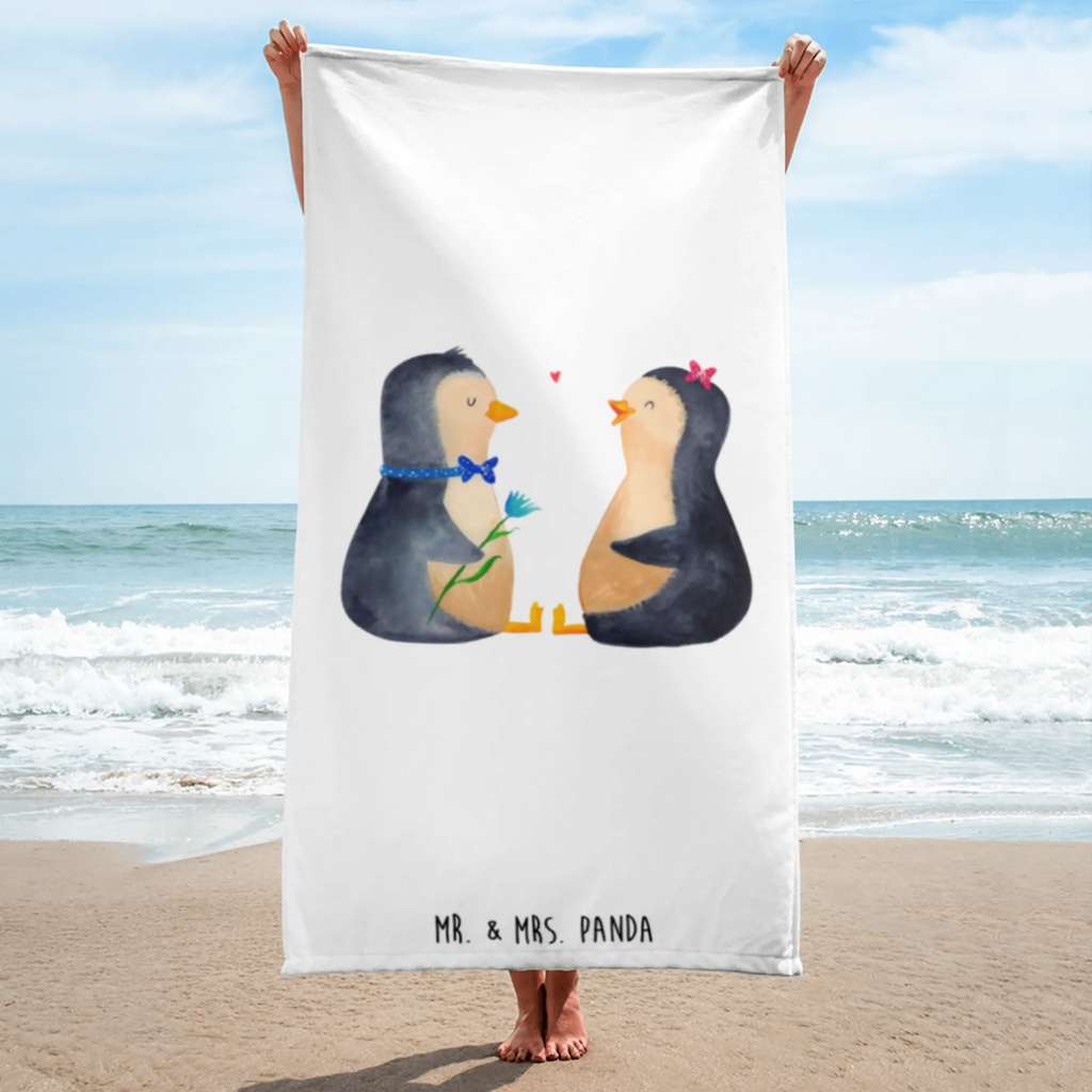 XL Badehandtuch Pinguin Pärchen Handtuch, Badetuch, Duschtuch, Strandtuch, Saunatuch, Pinguin, Pinguine, Liebe, Liebespaar, Liebesbeweis, Liebesgeschenk, Verlobung, Jahrestag, Hochzeitstag, Hochzeit, Hochzeitsgeschenk, große Liebe, Traumpaar