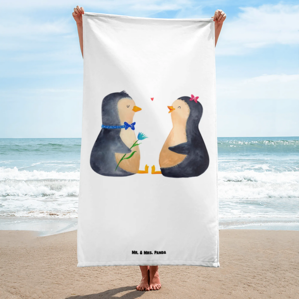 XL Badehandtuch Pinguin Pärchen Handtuch, Badetuch, Duschtuch, Strandtuch, Saunatuch, Pinguin, Pinguine, Liebe, Liebespaar, Liebesbeweis, Liebesgeschenk, Verlobung, Jahrestag, Hochzeitstag, Hochzeit, Hochzeitsgeschenk, große Liebe, Traumpaar