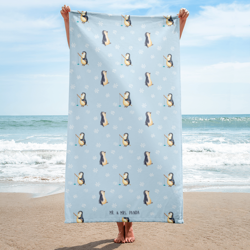 XL Badehandtuch Pinguin marschieren Muster Handtuch, Badetuch, Duschtuch, Strandtuch, Saunatuch, Pinguin, Pinguine, Frühaufsteher, Langschläfer, Bruder, Schwester, Familie