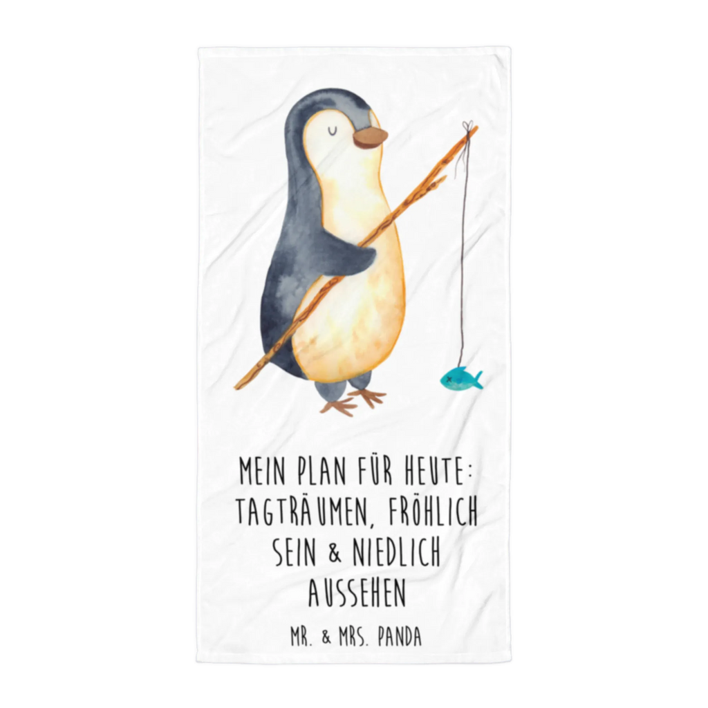 XL Badehandtuch Pinguin Angler Handtuch, Badetuch, Duschtuch, Strandtuch, Saunatuch, Pinguin, Pinguine, Angeln, Angler, Tagträume, Hobby, Plan, Planer, Tagesplan, Neustart, Motivation, Geschenk, Freundinnen, Geschenkidee, Urlaub, Wochenende