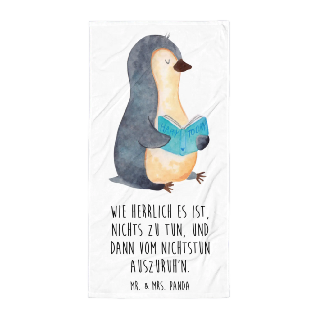 XL Badehandtuch Pinguin Buch Handtuch, Badetuch, Duschtuch, Strandtuch, Saunatuch, Pinguin, Pinguine, Buch, Lesen, Bücherwurm, Nichtstun, Faulenzen, Ferien, Urlaub, Freizeit