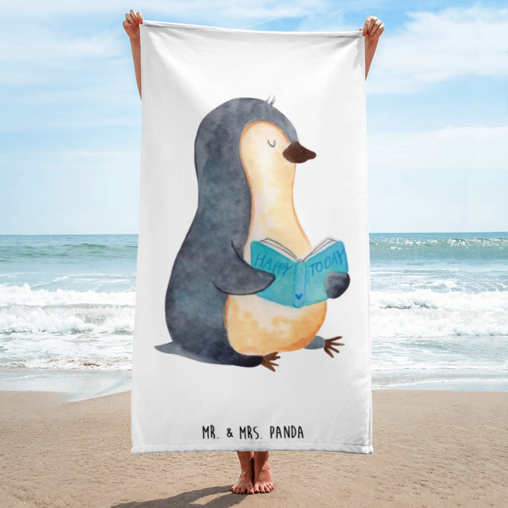 XL Badehandtuch Pinguin Buch Handtuch, Badetuch, Duschtuch, Strandtuch, Saunatuch, Pinguin, Pinguine, Buch, Lesen, Bücherwurm, Nichtstun, Faulenzen, Ferien, Urlaub, Freizeit