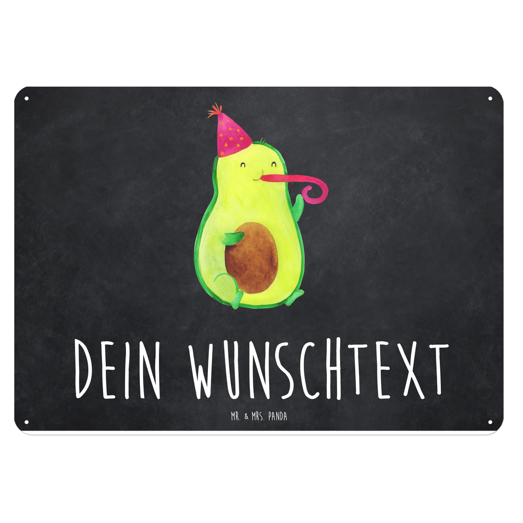 Personalisiertes Blechschild Avocado Feier Blechschild, Metallschild, Geschenk Schild, Schild, Magnet-Metall-Schild, Deko Schild, Wandschild, Wand-Dekoration, Türschild, Avocado, Veggie, Vegan, Gesund, Party, Feierlichkeit, Feier, Fete, Geburtstag, Gute Laune, Tröte