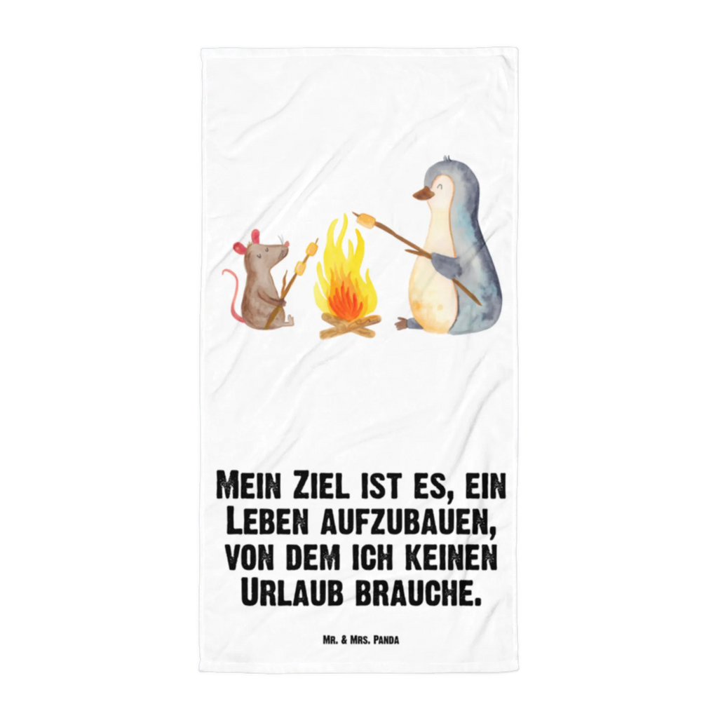 XL Badehandtuch Pinguin Lagerfeuer Handtuch, Badetuch, Duschtuch, Strandtuch, Saunatuch, Pinguin, Maus, Pinguine, Lagerfeuer, Leben, Arbeit, Job, Motivation, Büro, Büroalltag, Lebensspruch, Lebensmotivation, Neustart, Liebe, grillen, Feuer, Marshmallows