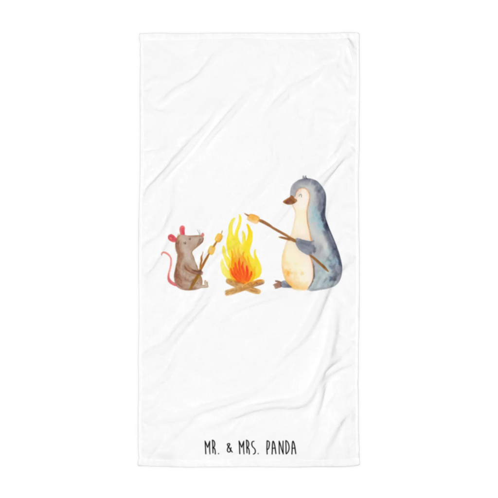 XL Badehandtuch Pinguin Lagerfeuer Handtuch, Badetuch, Duschtuch, Strandtuch, Saunatuch, Pinguin, Maus, Pinguine, Lagerfeuer, Leben, Arbeit, Job, Motivation, Büro, Büroalltag, Lebensspruch, Lebensmotivation, Neustart, Liebe, grillen, Feuer, Marshmallows