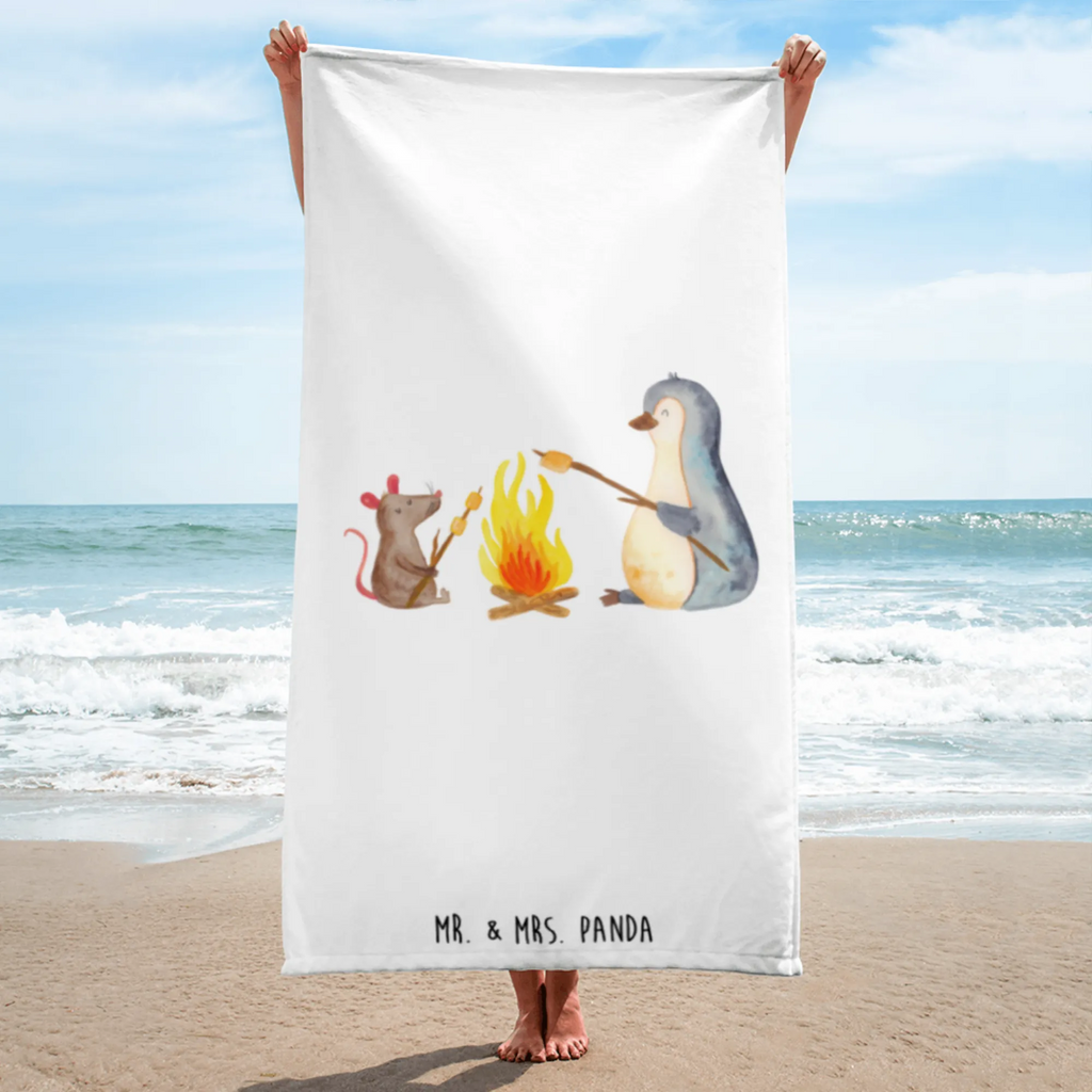 XL Badehandtuch Pinguin Lagerfeuer Handtuch, Badetuch, Duschtuch, Strandtuch, Saunatuch, Pinguin, Maus, Pinguine, Lagerfeuer, Leben, Arbeit, Job, Motivation, Büro, Büroalltag, Lebensspruch, Lebensmotivation, Neustart, Liebe, grillen, Feuer, Marshmallows