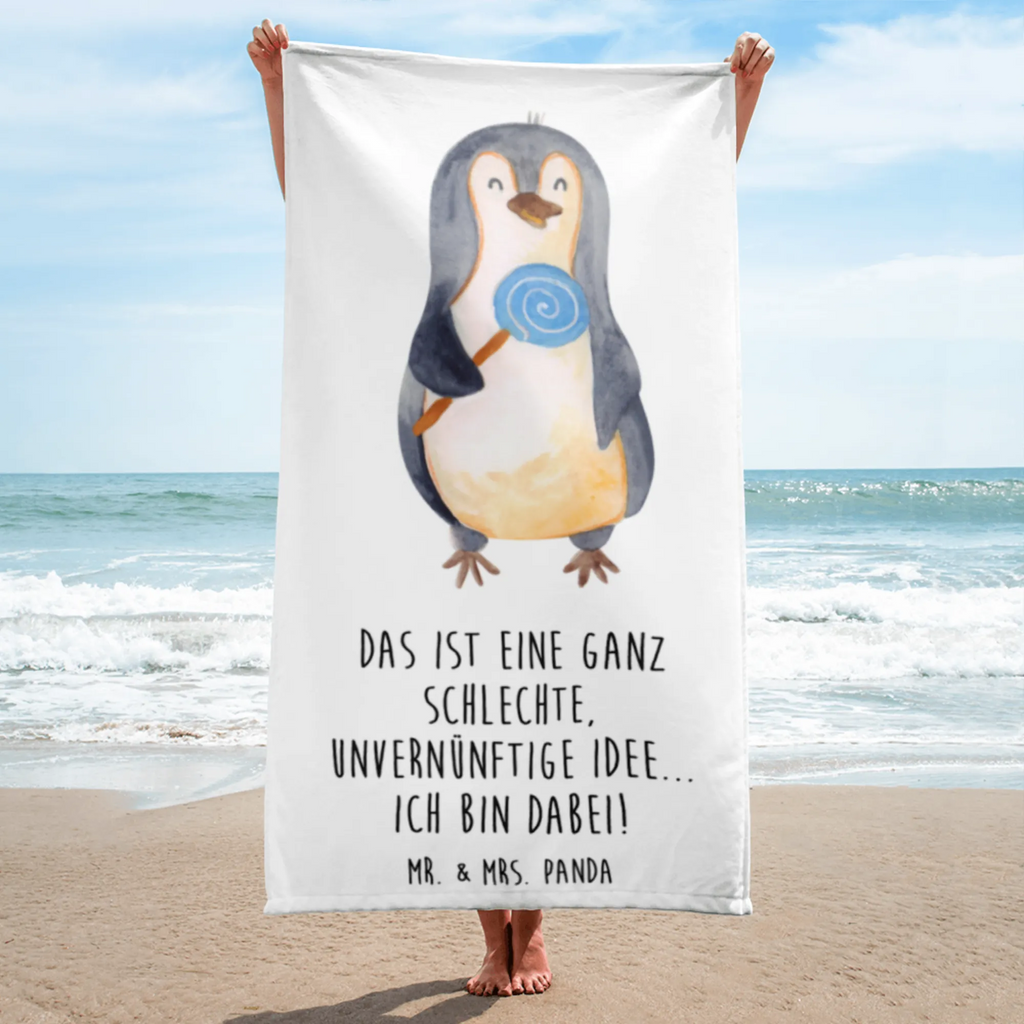 XL Badehandtuch Pinguin Lolli Handtuch, Badetuch, Duschtuch, Strandtuch, Saunatuch, Pinguin, Pinguine, Lolli, Süßigkeiten, Blödsinn, Spruch, Rebell, Gauner, Ganove, Rabauke