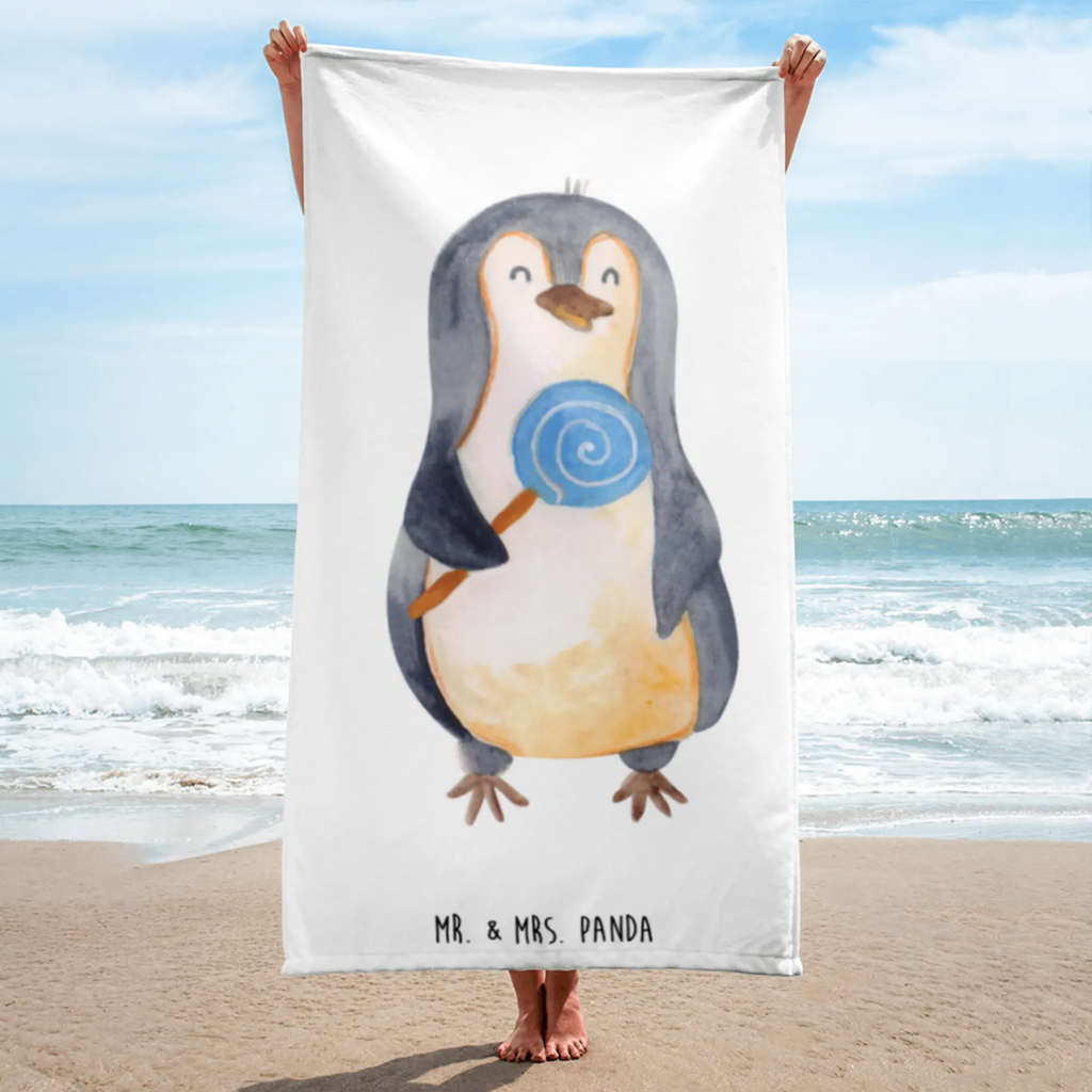 XL Badehandtuch Pinguin Lolli Handtuch, Badetuch, Duschtuch, Strandtuch, Saunatuch, Pinguin, Pinguine, Lolli, Süßigkeiten, Blödsinn, Spruch, Rebell, Gauner, Ganove, Rabauke