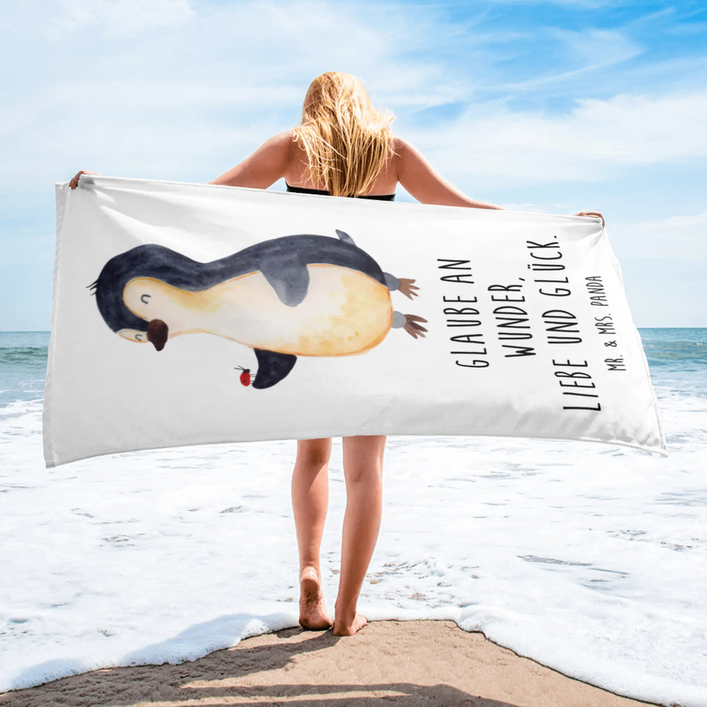 XL Badehandtuch Pinguin Marienkäfer Handtuch, Badetuch, Duschtuch, Strandtuch, Saunatuch, Pinguin, Pinguine, Marienkäfer, Liebe, Wunder, Glück, Freude, Lebensfreude