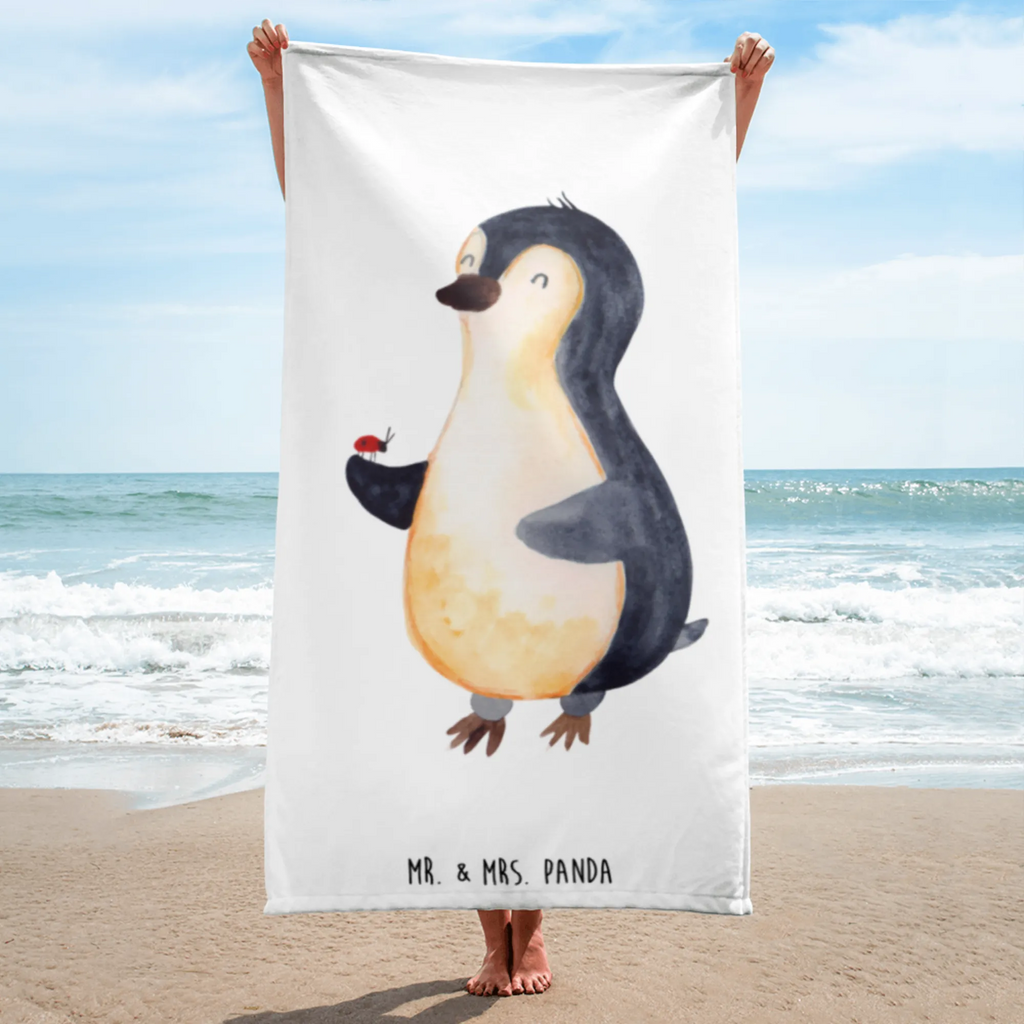 XL Badehandtuch Pinguin Marienkäfer Handtuch, Badetuch, Duschtuch, Strandtuch, Saunatuch, Pinguin, Pinguine, Marienkäfer, Liebe, Wunder, Glück, Freude, Lebensfreude