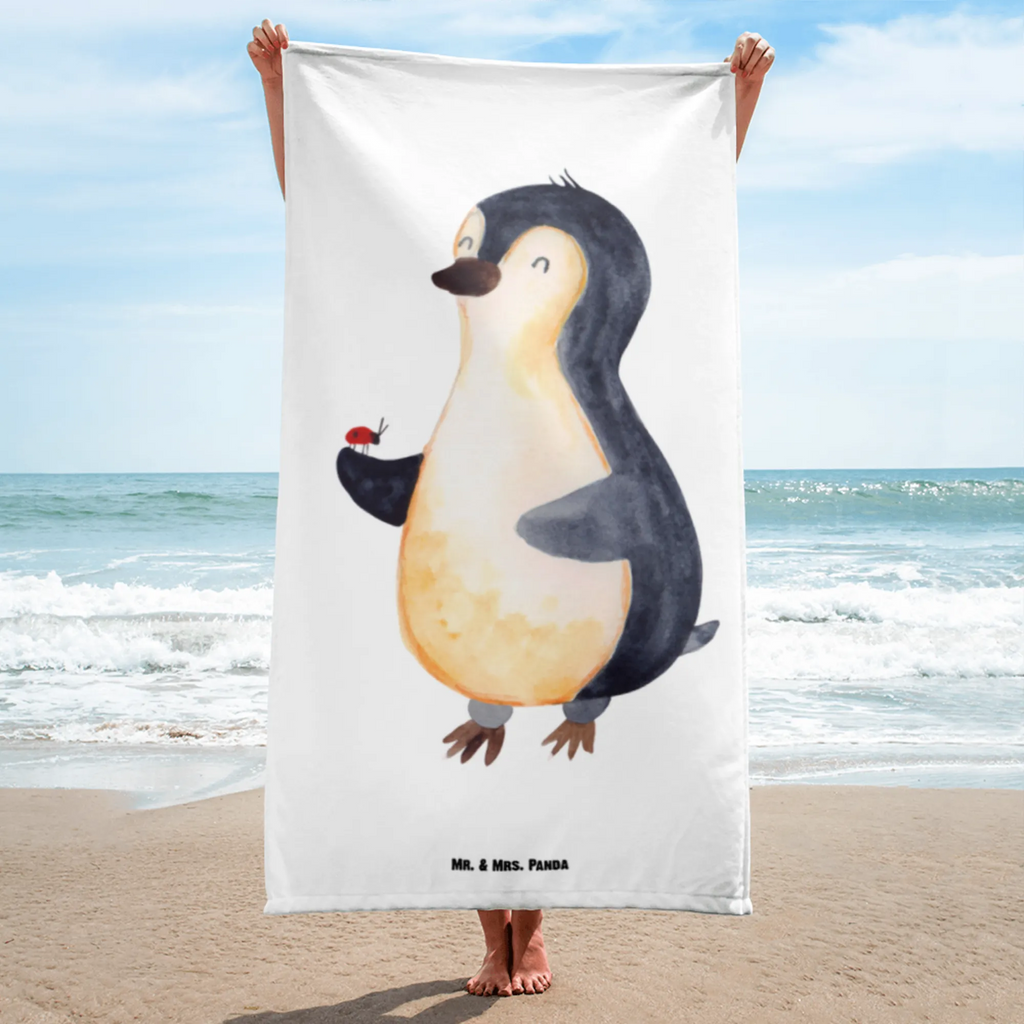 XL Badehandtuch Pinguin Marienkäfer Handtuch, Badetuch, Duschtuch, Strandtuch, Saunatuch, Pinguin, Pinguine, Marienkäfer, Liebe, Wunder, Glück, Freude, Lebensfreude