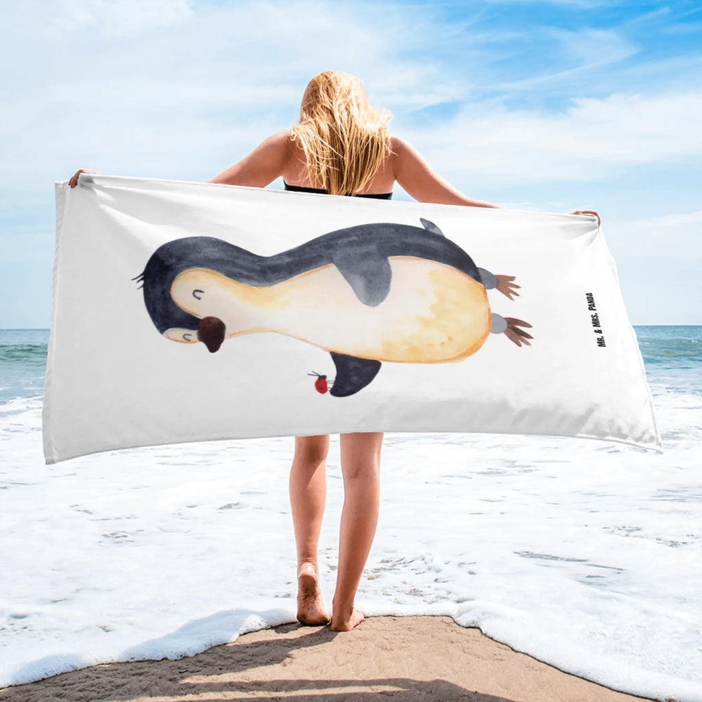 XL Badehandtuch Pinguin Marienkäfer Handtuch, Badetuch, Duschtuch, Strandtuch, Saunatuch, Pinguin, Pinguine, Marienkäfer, Liebe, Wunder, Glück, Freude, Lebensfreude