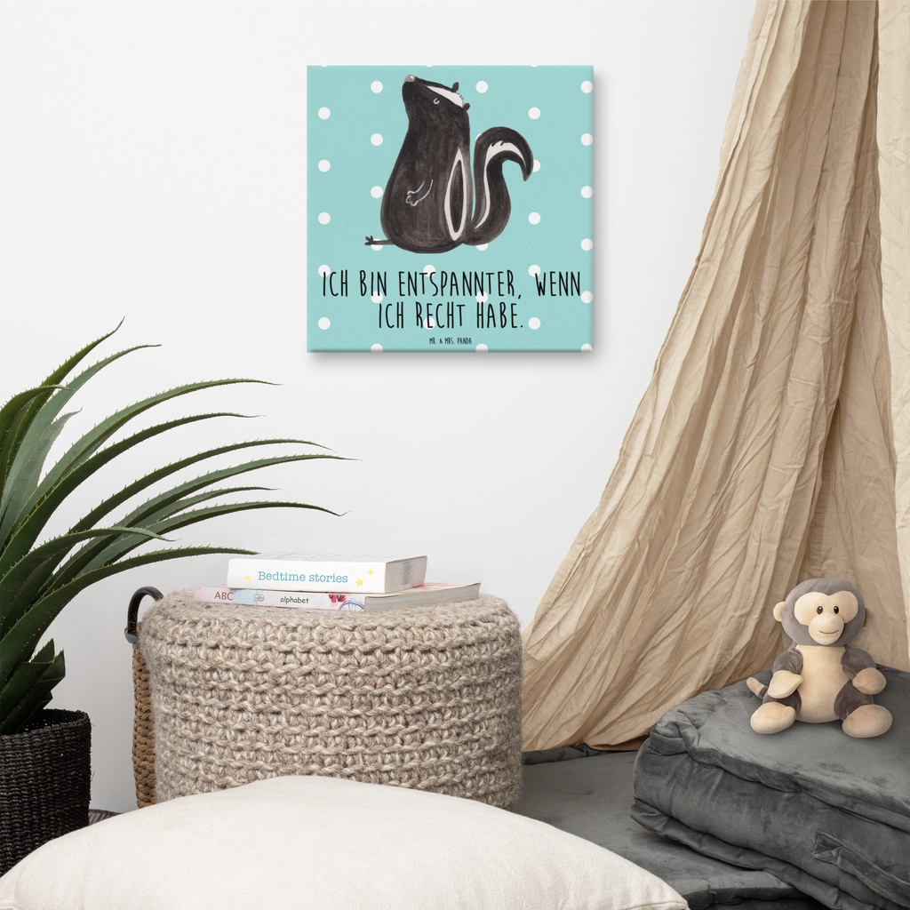 Leinwand Bild Stinktier Sitzen Leinwand, Bild, Kunstdruck, Wanddeko, Dekoration, Stinktier, Skunk, Wildtier, Raubtier, Stinker, Stinki, Spruch, Büro, Recht, Besserwisser