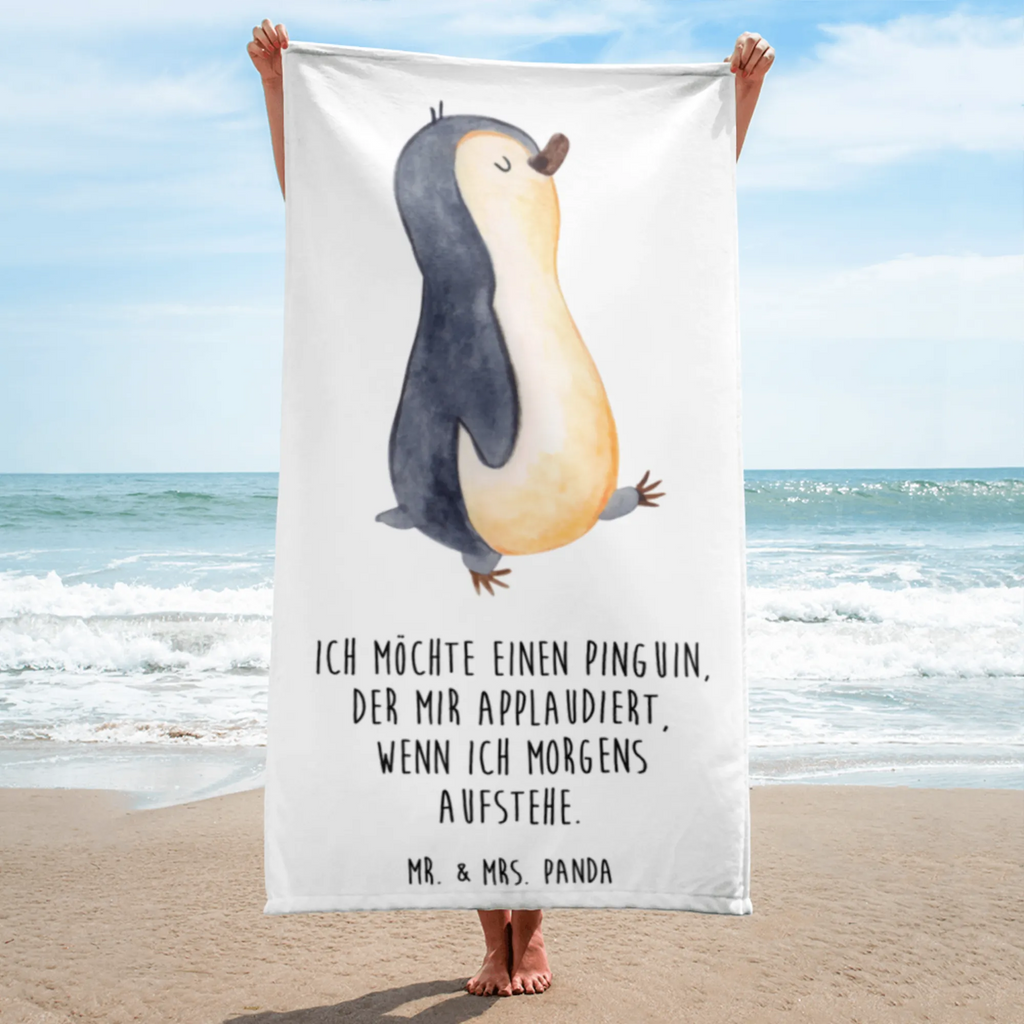 XL Badehandtuch Pinguin marschieren Handtuch, Badetuch, Duschtuch, Strandtuch, Saunatuch, Pinguin, Pinguine, Frühaufsteher, Langschläfer, Bruder, Schwester, Familie