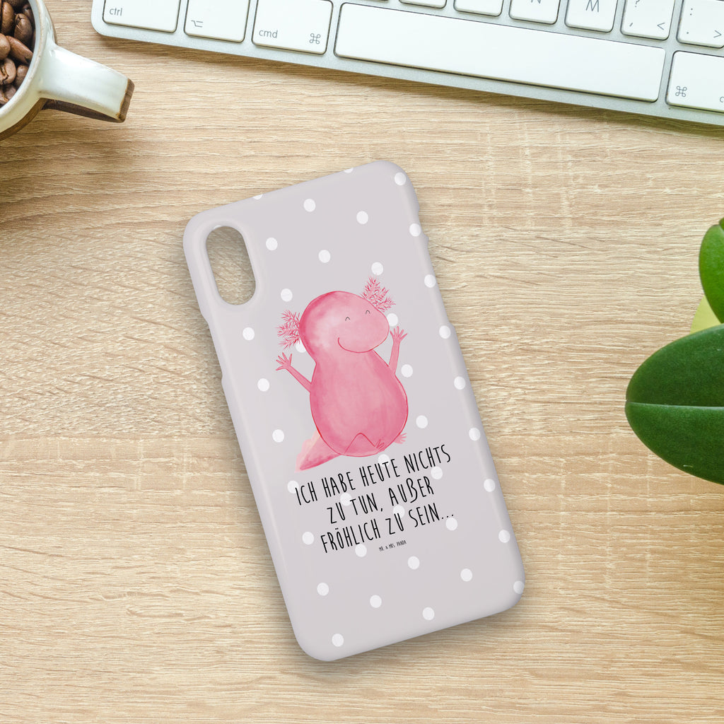 Handyhülle Axolotl Hurra Handyhülle, Handycover, Cover, Handy, Hülle, Iphone 10, Iphone X, Axolotl, Molch, Axolot, Schwanzlurch, Lurch, Lurche, fröhlich, Spaß, Freude, Motivation, Zufriedenheit