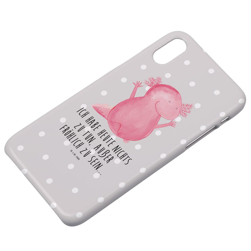 Handyhülle Axolotl Hurra Handyhülle, Handycover, Cover, Handy, Hülle, Iphone 10, Iphone X, Axolotl, Molch, Axolot, Schwanzlurch, Lurch, Lurche, fröhlich, Spaß, Freude, Motivation, Zufriedenheit