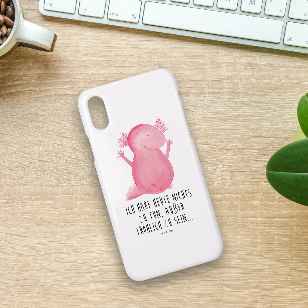 Handyhülle Axolotl Hurra Handyhülle, Handycover, Cover, Handy, Hülle, Iphone 10, Iphone X, Axolotl, Molch, Axolot, Schwanzlurch, Lurch, Lurche, fröhlich, Spaß, Freude, Motivation, Zufriedenheit