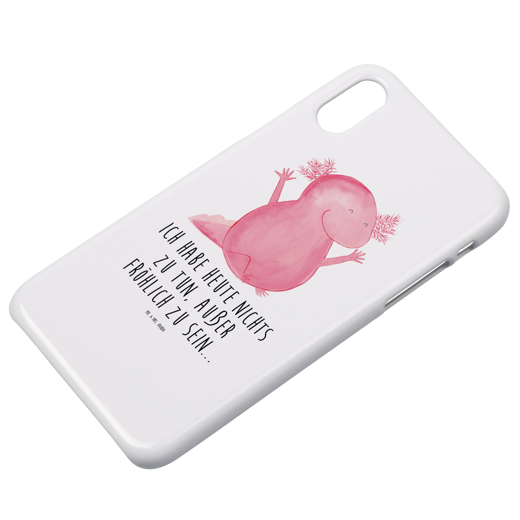 Handyhülle Axolotl Hurra Handyhülle, Handycover, Cover, Handy, Hülle, Iphone 10, Iphone X, Axolotl, Molch, Axolot, Schwanzlurch, Lurch, Lurche, fröhlich, Spaß, Freude, Motivation, Zufriedenheit