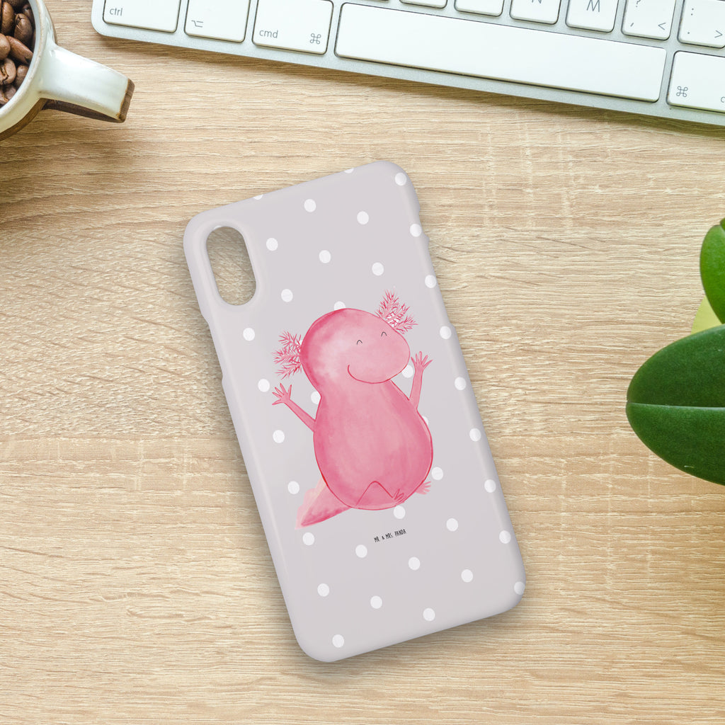 Handyhülle Axolotl Hurra Handyhülle, Handycover, Cover, Handy, Hülle, Iphone 10, Iphone X, Axolotl, Molch, Axolot, Schwanzlurch, Lurch, Lurche, fröhlich, Spaß, Freude, Motivation, Zufriedenheit