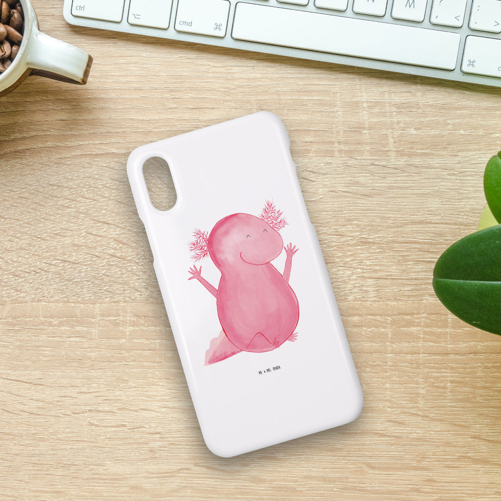 Handyhülle Axolotl Hurra Handyhülle, Handycover, Cover, Handy, Hülle, Iphone 10, Iphone X, Axolotl, Molch, Axolot, Schwanzlurch, Lurch, Lurche, fröhlich, Spaß, Freude, Motivation, Zufriedenheit