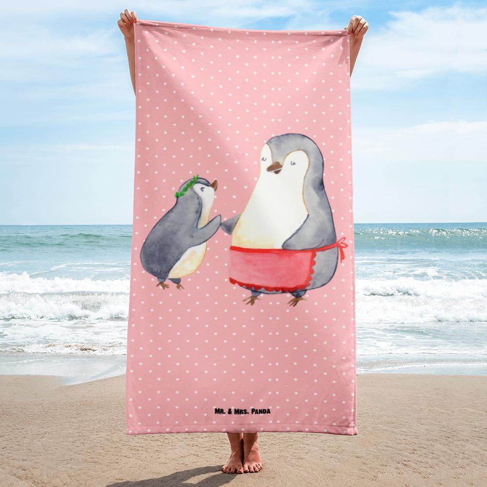 XL Badehandtuch Pinguin mit Kind Handtuch, Badetuch, Duschtuch, Strandtuch, Saunatuch, Familie, Vatertag, Muttertag, Bruder, Schwester, Mama, Papa, Oma, Opa, Geschenk, Mami, Mutti, Mutter, Geburststag