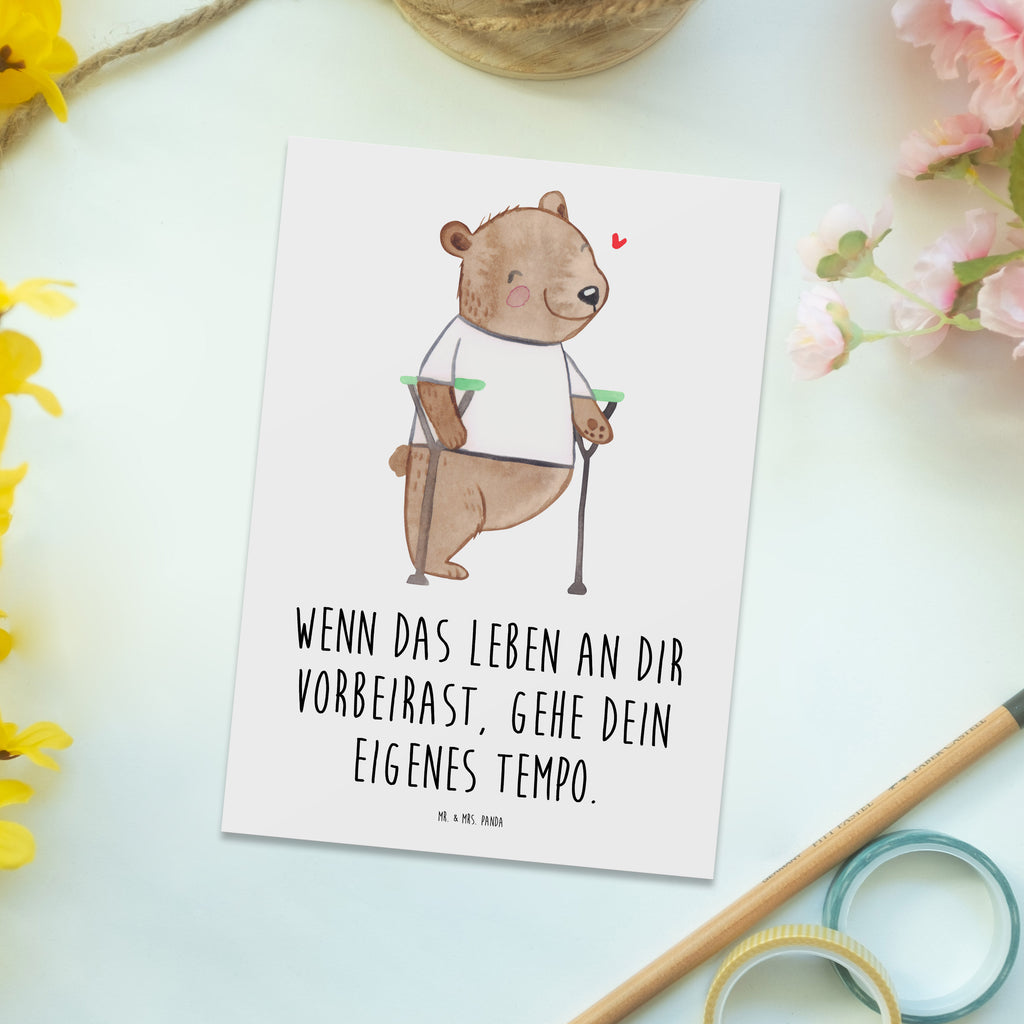 Postkarte Bär Beinamputation Postkarte, Karte, Geschenkkarte, Grußkarte, Einladung, Ansichtskarte, Geburtstagskarte, Einladungskarte, Dankeskarte, Ansichtskarten, Einladung Geburtstag, Einladungskarten Geburtstag, Bär, Amputation, Beinamputation