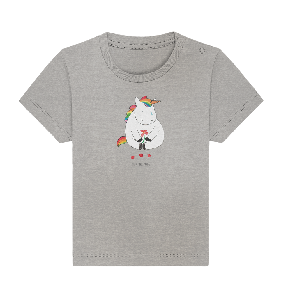 Organic Baby Shirt Einhorn Traurig Baby T-Shirt, Jungen Baby T-Shirt, Mädchen Baby T-Shirt, Shirt, Einhorn, Einhörner, Einhorn Deko, Pegasus, Unicorn, Glitzer, Trösten. Freundschaft, Freunde, Liebe, Trauer, Grußkarte, Blume