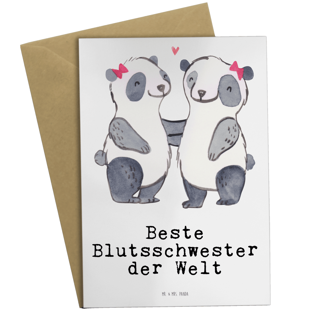 Grußkarte Panda Beste Blutsschwester der Welt Grußkarte, Klappkarte, Einladungskarte, Glückwunschkarte, Hochzeitskarte, Geburtstagskarte, Karte, Ansichtskarten, für, Dankeschön, Geschenk, Schenken, Geburtstag, Geburtstagsgeschenk, Geschenkidee, Danke, Bedanken, Mitbringsel, Freude machen, Geschenktipp, Blutsschwester, Blutsgeschwister, Freundin, Bae, Schwestern, Schwester, Geschwister, Schwesterherz, Sister, Familie, Kleinigkeit, Beste, Tochter, Liebe