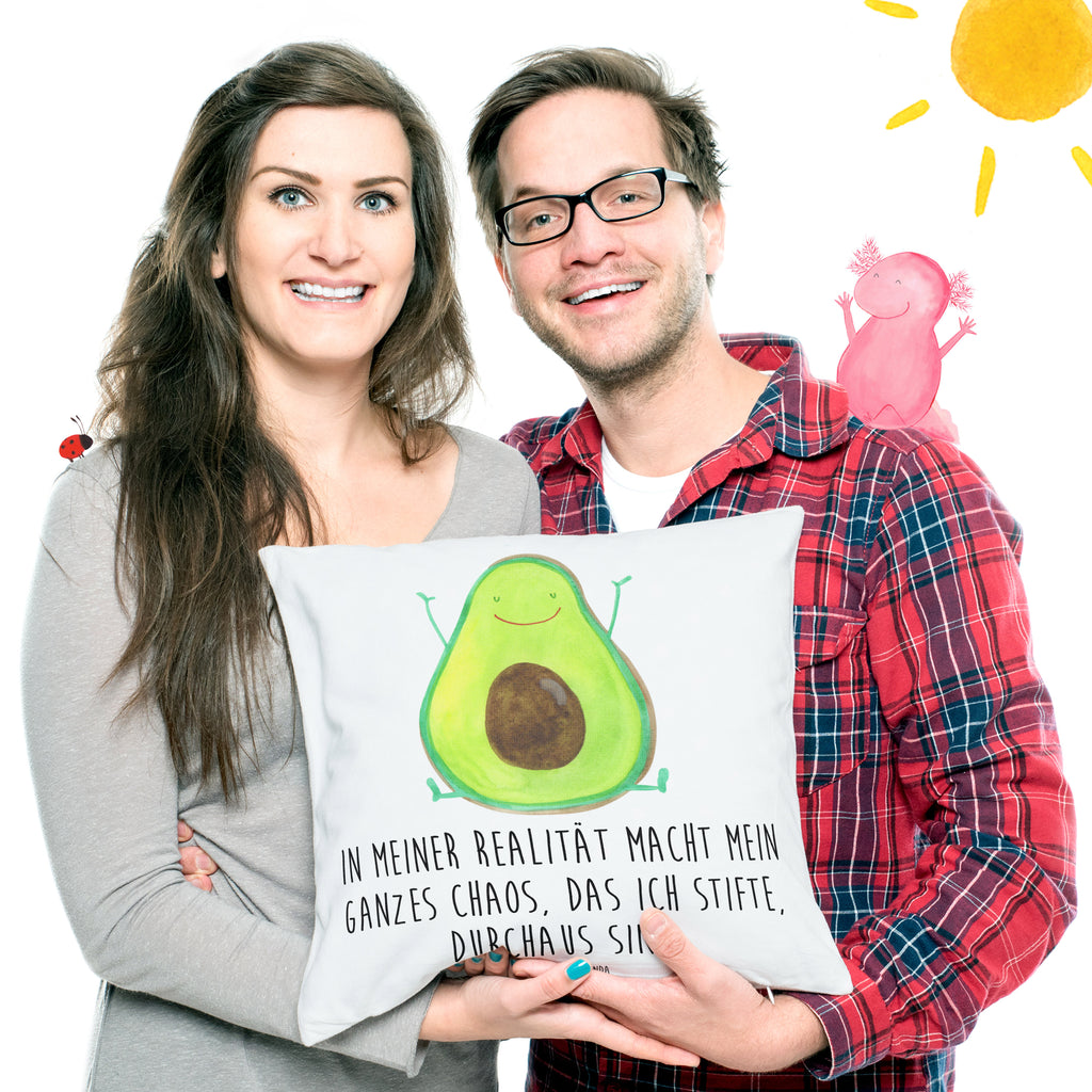 40x40 Kissen Avocado Happy Kissenhülle, Kopfkissen, Sofakissen, Dekokissen, Motivkissen, Avocado, Veggie, Vegan, Gesund, Chaos