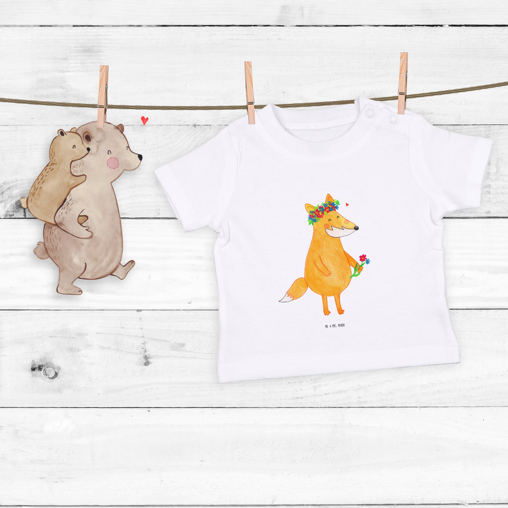 Organic Baby Shirt Fuchs Blumen Baby T-Shirt, Jungen Baby T-Shirt, Mädchen Baby T-Shirt, Shirt, Fuchs, Füchse, Fox, Liebe, Freundin, Fuchsmädchen, Blumenmädchen, Freundinnen, Liebesbeweis, Blume, Blumen, Motivation, Freude, ich, mich, Selbstliebe