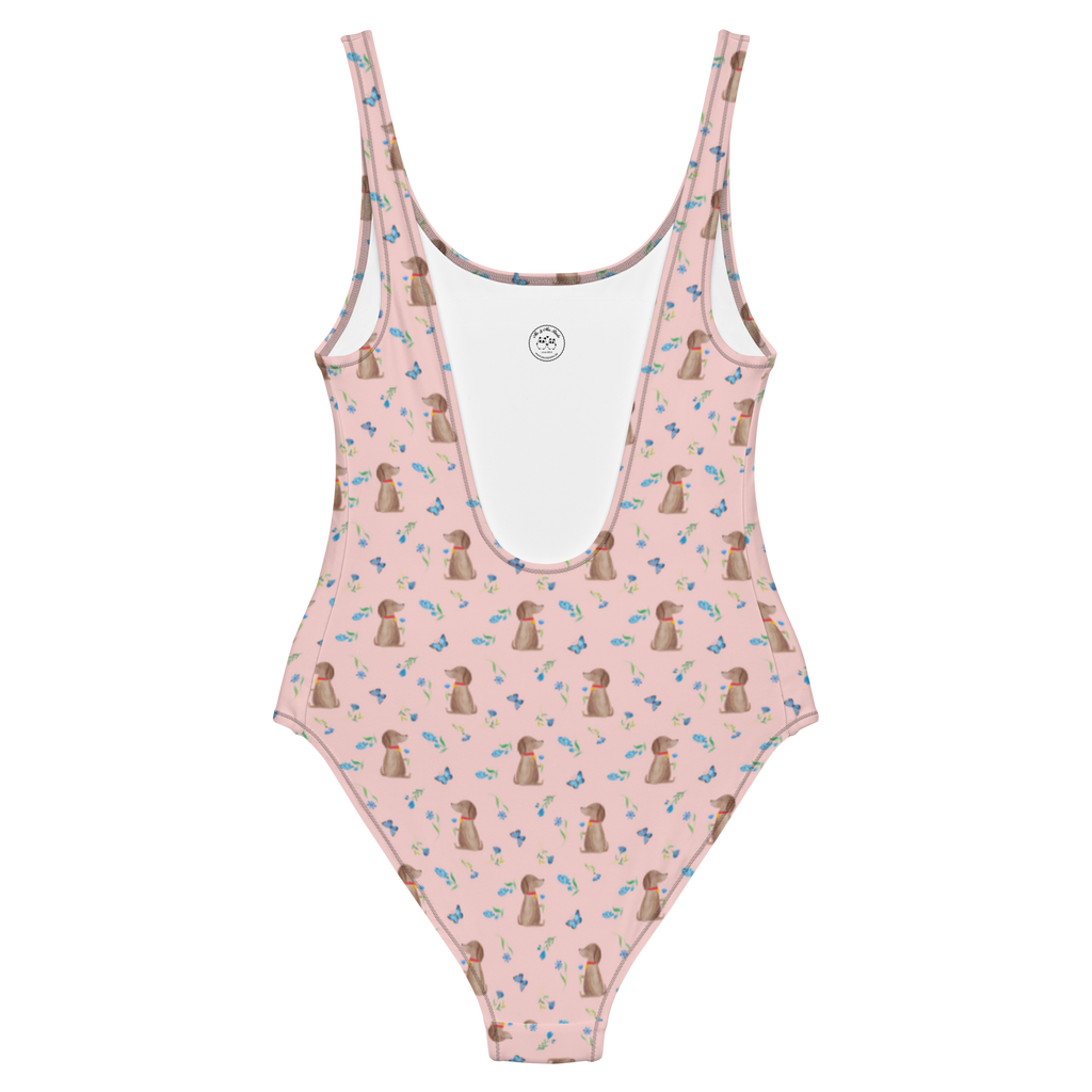 Badeanzug Hund Blume Muster Badebekleidung, Bademode, Badeanzug, Swimsuit, Rückenfreier Badeanzug, Luxus-Bademode, Hund, Hundemotiv, Haustier, Hunderasse, Tierliebhaber, Hundebesitzer, Sprüche, Hunde, Frauchen, Hundeliebe