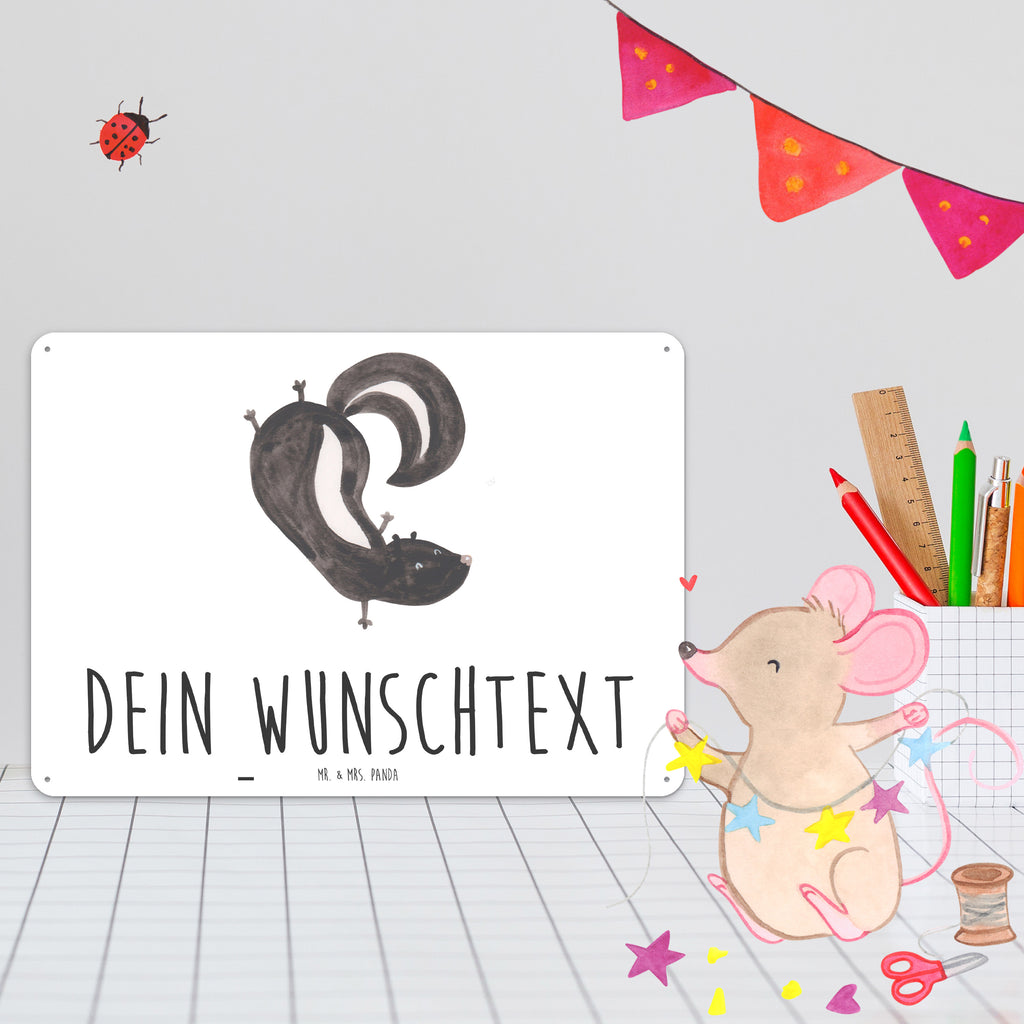 Personalisiertes Blechschild Stinktier Handstand Blechschild, Metallschild, Geschenk Schild, Schild, Magnet-Metall-Schild, Deko Schild, Wandschild, Wand-Dekoration, Türschild, Stinktier, Skunk, Wildtier, Raubtier, Stinker, Stinki, Spielplatz, verpielt, Kind