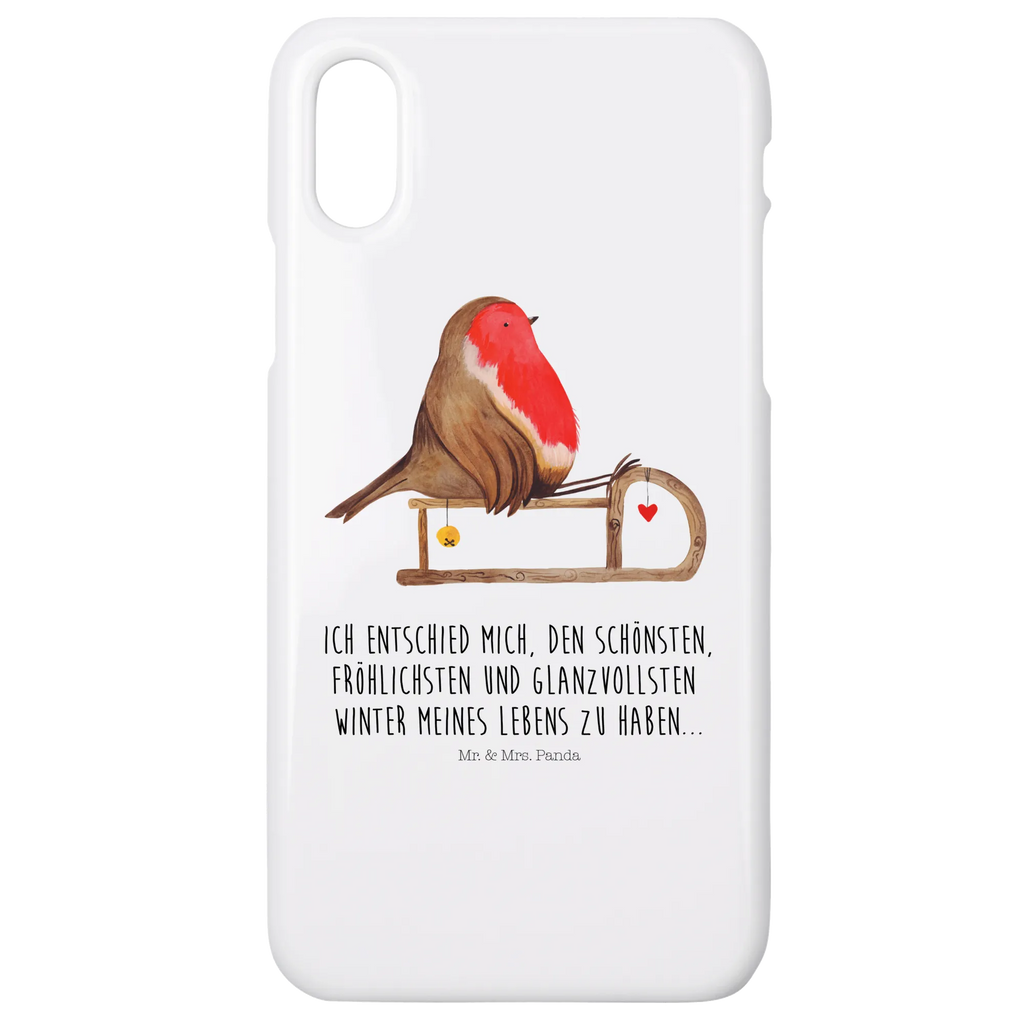 Handyhülle Rotkehlchen Schlitten Handyhülle, Handycover, Cover, Handy, Hülle, Iphone 10, Iphone X, Winter, Weihnachten, Weihnachtsdeko, Nikolaus, Advent, Heiligabend, Wintermotiv, Schlitten, Vogel