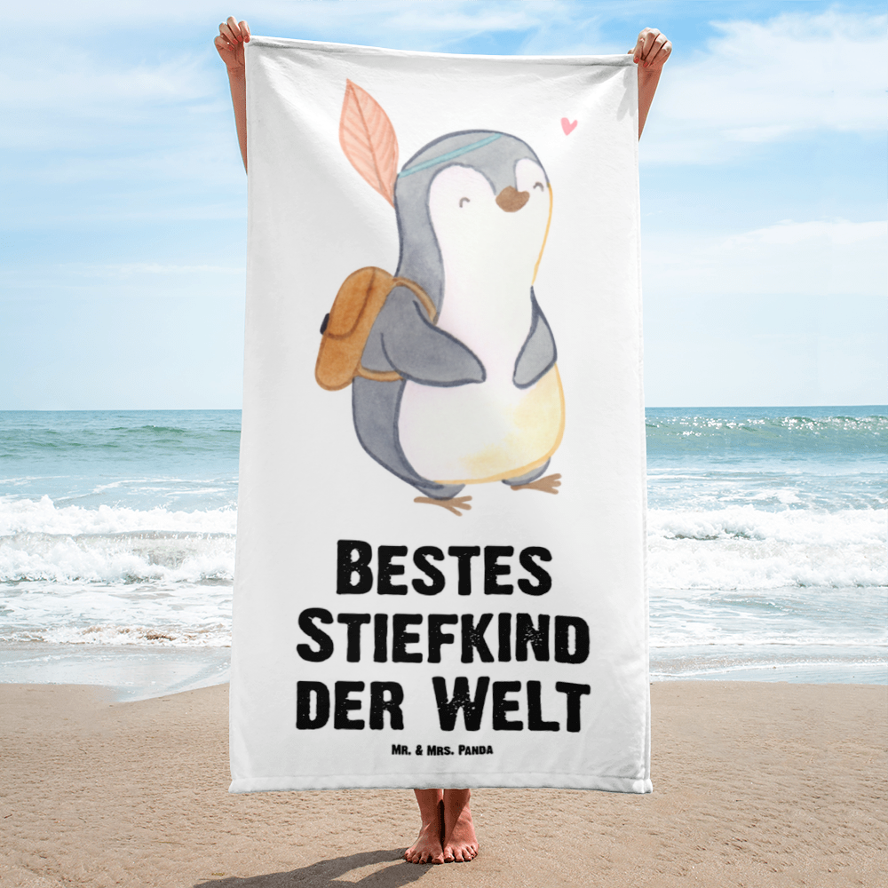 XL Badehandtuch Pinguin Bestes Stiefkind der Welt Handtuch, Badetuch, Duschtuch, Strandtuch, Saunatuch, für, Dankeschön, Geschenk, Schenken, Geburtstag, Geburtstagsgeschenk, Geschenkidee, Danke, Bedanken, Mitbringsel, Freude machen, Geschenktipp, Stiefkind, angeheiratet, Kinder, Kind, Kid, Kids, Kiddy, Bestes, Tochter, Sohn, Nachwuchs, Geburt, Liebling, Taufe