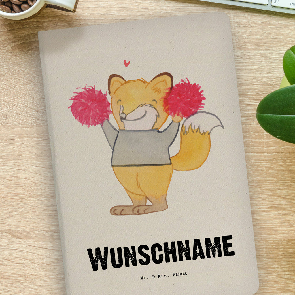 DIN A4 Personalisiertes Notizbuch Fuchs Cheerleader Tage Personalisiertes Notizbuch, Notizbuch mit Namen, Notizbuch bedrucken, Personalisierung, Namensbuch, Namen, Geschenk, Sport, Sportart, Hobby, Schenken, Danke, Dankeschön, Auszeichnung, Gewinn, Sportler, Cheerleader, Cheerleading, Turnen, Turn Club, Turniere