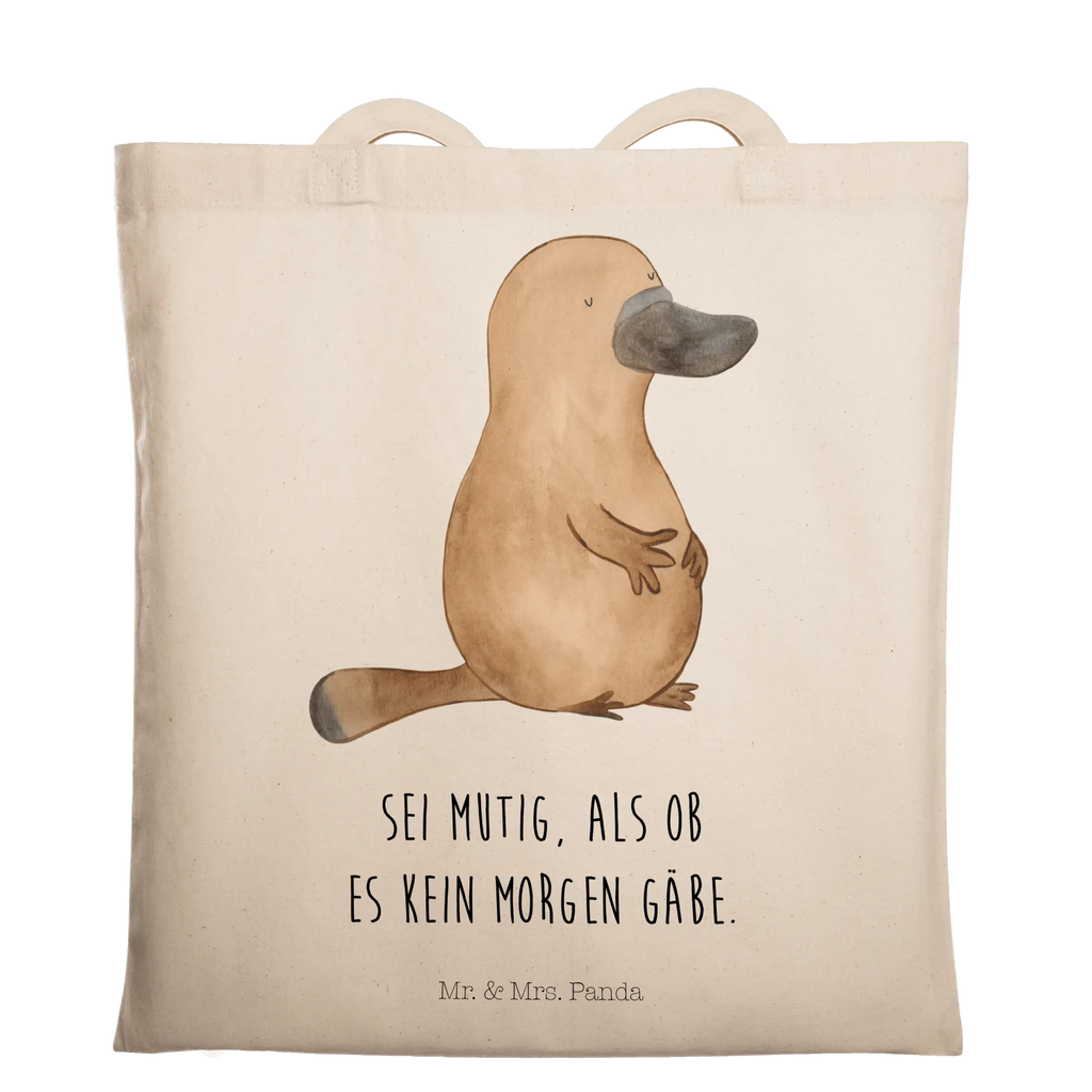 Tragetasche Schnabeltier Mut Beuteltasche, Beutel, Einkaufstasche, Jutebeutel, Stoffbeutel, Tasche, Shopper, Umhängetasche, Strandtasche, Schultertasche, Stofftasche, Tragetasche, Badetasche, Jutetasche, Einkaufstüte, Laptoptasche, Meerestiere, Meer, Urlaub, Schnabeltier, Mut, mutig, Lebensweisheit, Schnabeltiere, Motivation, Training, Büro, Arbeit, Neuanfang, Neustart, Weltreise, Raodtrip