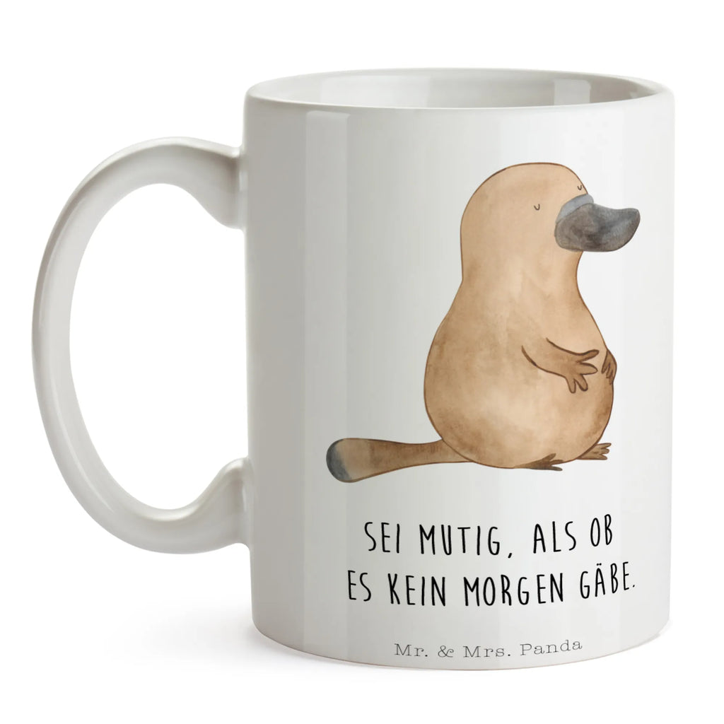 Tasse Schnabeltier mutig Tasse, Kaffeetasse, Teetasse, Becher, Kaffeebecher, Teebecher, Keramiktasse, Porzellantasse, Büro Tasse, Geschenk Tasse, Tasse Sprüche, Tasse Motive, Kaffeetassen, Tasse bedrucken, Designer Tasse, Cappuccino Tassen, Schöne Teetassen, Meerestiere, Meer, Urlaub, Schnabeltier, Mut, mutig, Lebensweisheit, Schnabeltiere, Motivation, Training, Büro, Arbeit, Neuanfang, Neustart, Weltreise, Raodtrip