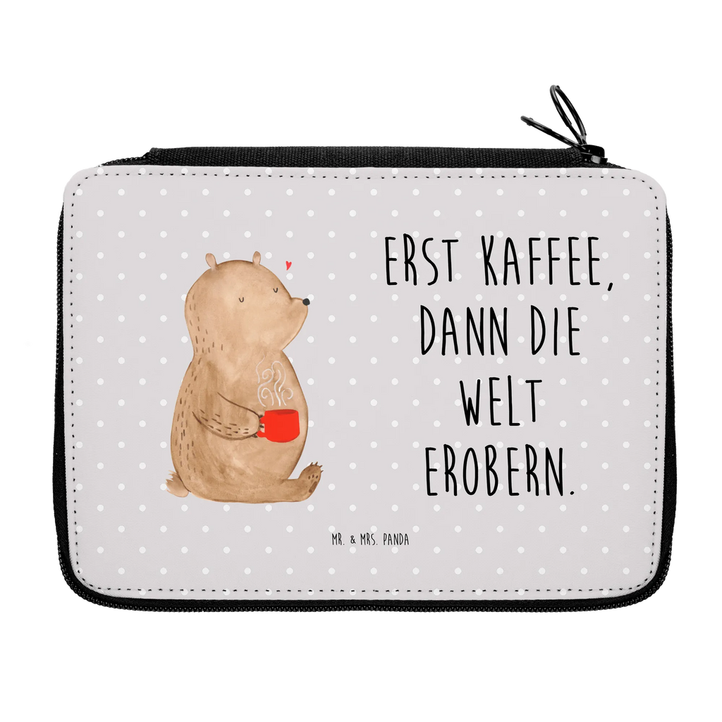 Federmappe Bär Kaffee Federmappe, Stiftetasche, Stifte Etui, Schule, Einschulung, Geschenk, Kind, Schüler, Schülerin, Stifterolle, Federmäppchen, Motiv, Grundschule, Federmäppchen bedruckt, Büro Stifte Etui, Bestückte Federmappe, Kinder Federmappe, Federmappe Einschulung, Bär, Teddy, Teddybär, Kaffee, Coffee, Bären, guten Morgen, Morgenroutine, Welt erobern, Welt retten, Motivation