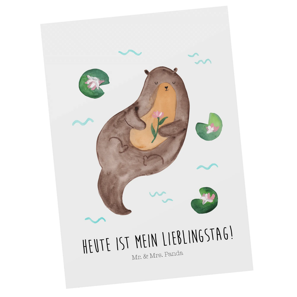 Postkarte Otter Seerose Postkarte, Karte, Geschenkkarte, Grußkarte, Einladung, Ansichtskarte, Geburtstagskarte, Einladungskarte, Dankeskarte, Ansichtskarten, Einladung Geburtstag, Einladungskarten Geburtstag, Otter, Fischotter, Seeotter, Otter Seeotter See Otter