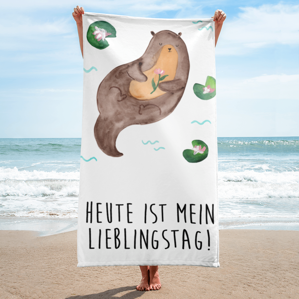 XL Badehandtuch Otter Seerose Handtuch, Badetuch, Duschtuch, Strandtuch, Saunatuch, Otter, Fischotter, Seeotter, Otter Seeotter See Otter