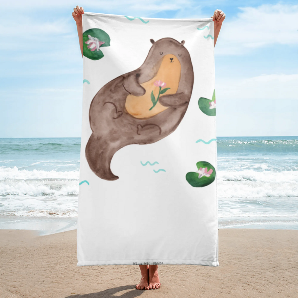 XL Badehandtuch Otter Seerose Handtuch, Badetuch, Duschtuch, Strandtuch, Saunatuch, Otter, Fischotter, Seeotter, Otter Seeotter See Otter